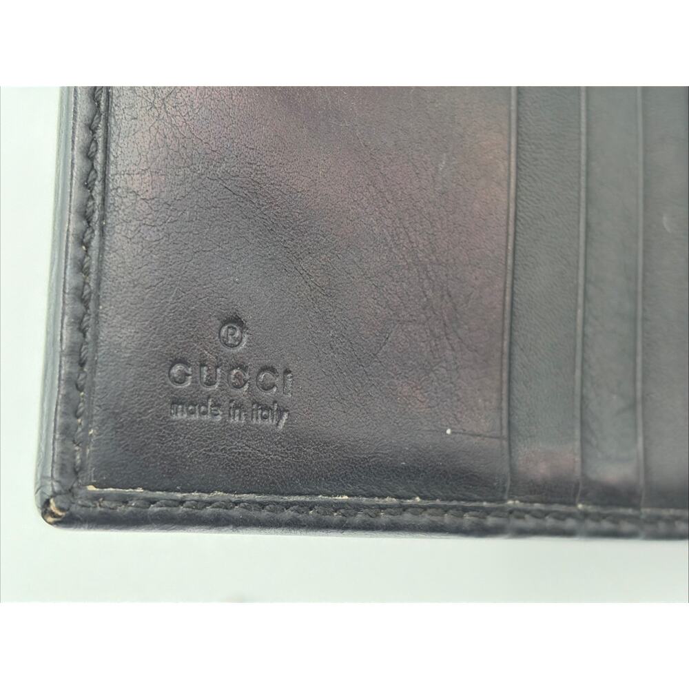 GUCCI GG LOGO BLACK LEATHER/CANVAS COMPACT BIFOLD WALLET W/BUCKLE CLOSURE RARE - Picture 10 of 16